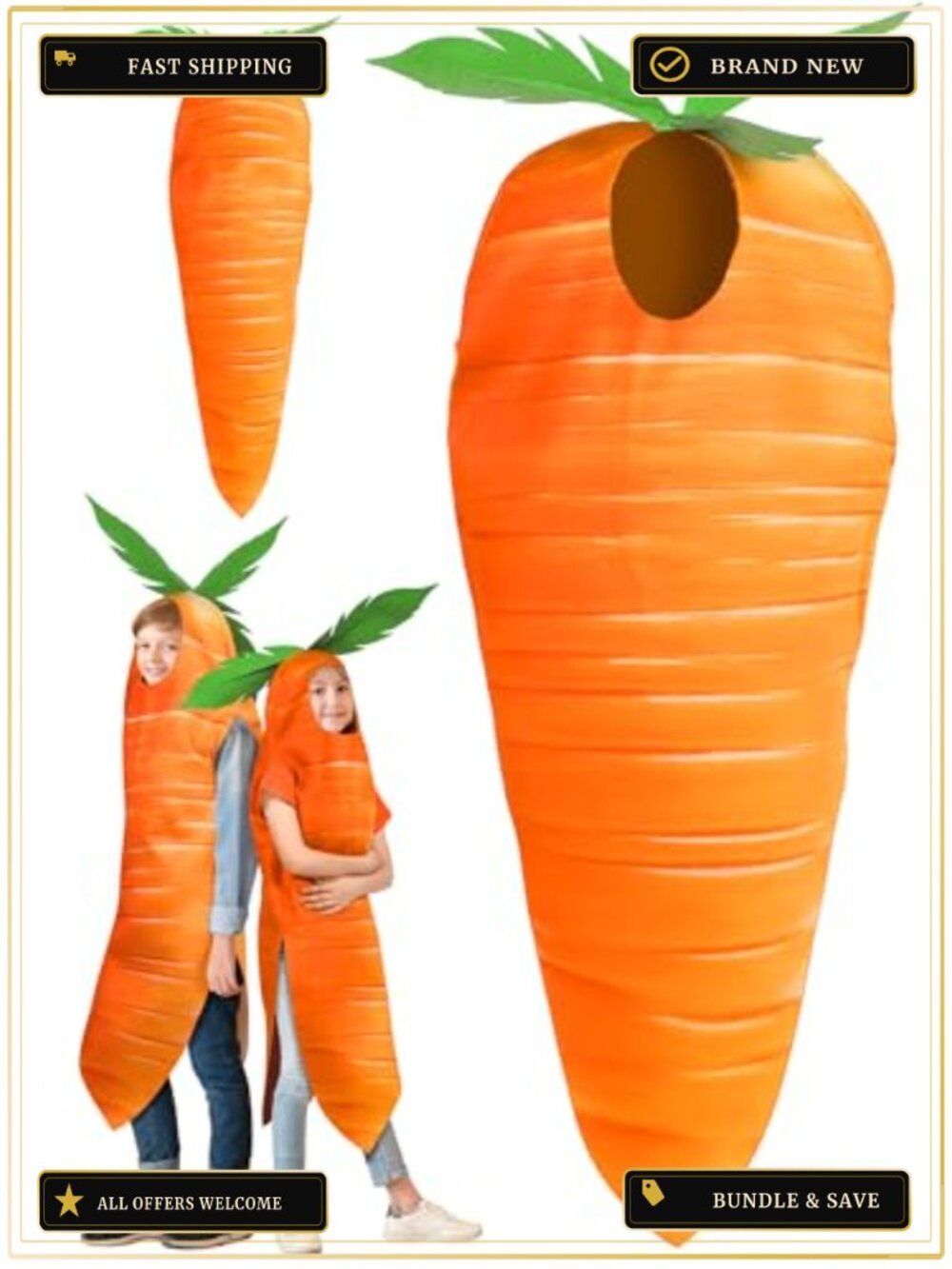 Funtery Carrot Costume Sponge Halloween Cosplay